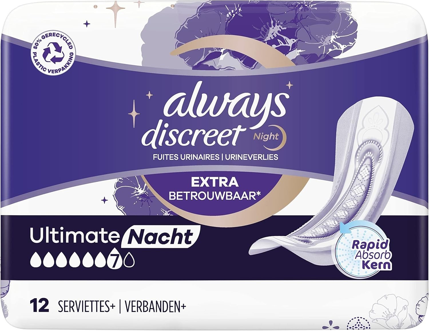Always Discreet Ultimate Night Incontinence Pads 12 Pack – Extra Safe Protection by Always
