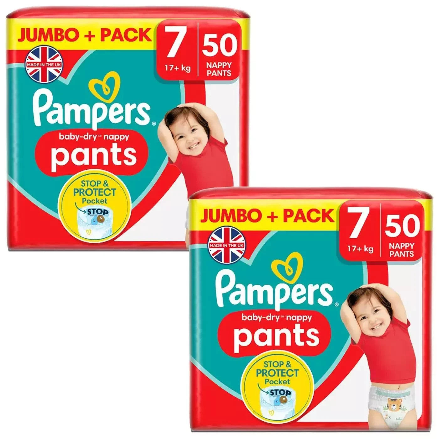 Pampers Baby-Dry Size 7 Nappy Pants 17+kg Jumbo+ Pack 100pcs Leak Protection by Pampers