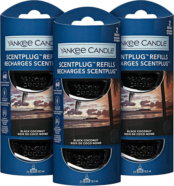 Yankee Candle ScentPlug Refills Black Coconut 6 Pack | Plug In Air Freshener Oil