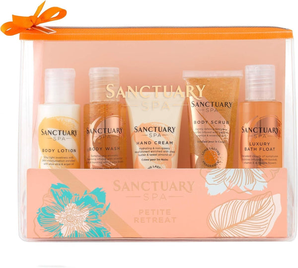 Sanctuary Spa Petite Retreat Gift Set | Travel Bag with Vegan Bath & Body