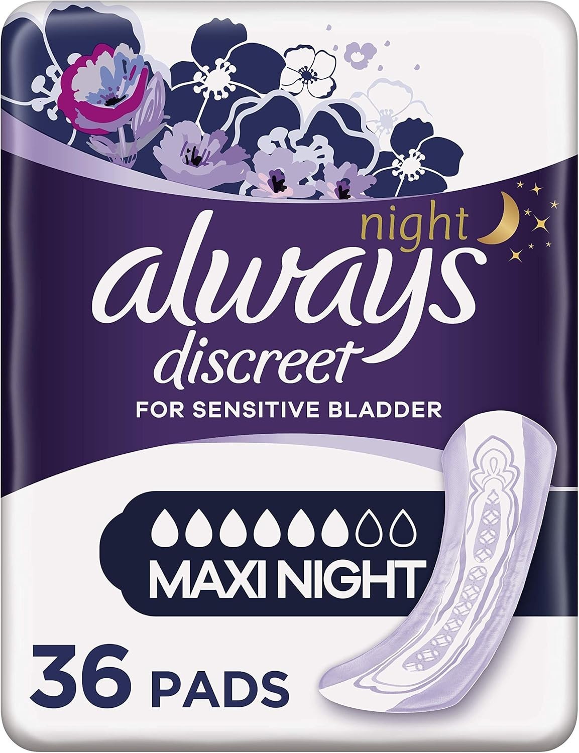 Always Discreet Maxi Night Pads for Women 36 Count by Always