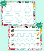 Learn to Write – 4 Dry Erase Tracing Mats with Pen for Kids | Alphabet, Numbers, Shapes & Custom Name Sheets by ZStore