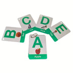 ABC 26 Alphabet & 1-20 Number Flash Cards for kids with uppercase/lowercase letters and first words.