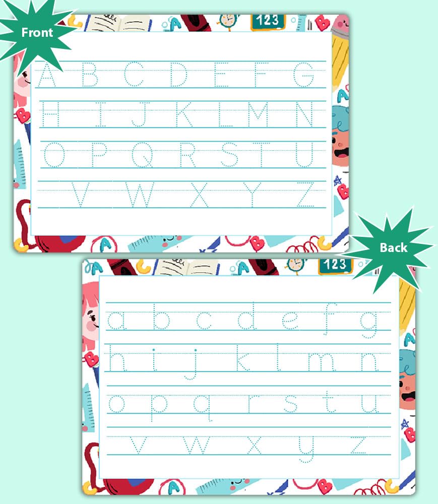 Learn to Write – 4 Dry Erase Tracing Mats with Pen for Kids | Alphabet, Numbers, Shapes & Custom Name Sheets by ZStore