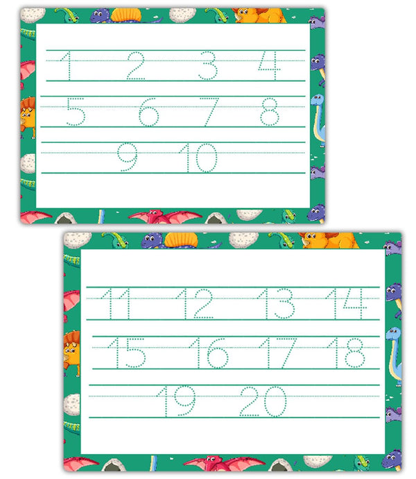 Number Tracing Board – Dinosaur-Themed Reusable Writing Mat with Dry Erase Marker