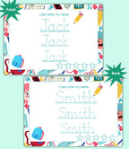 Personalised Name Tracing Worksheet School Theme Reusable Handwriting Practice For Kids by ZStore