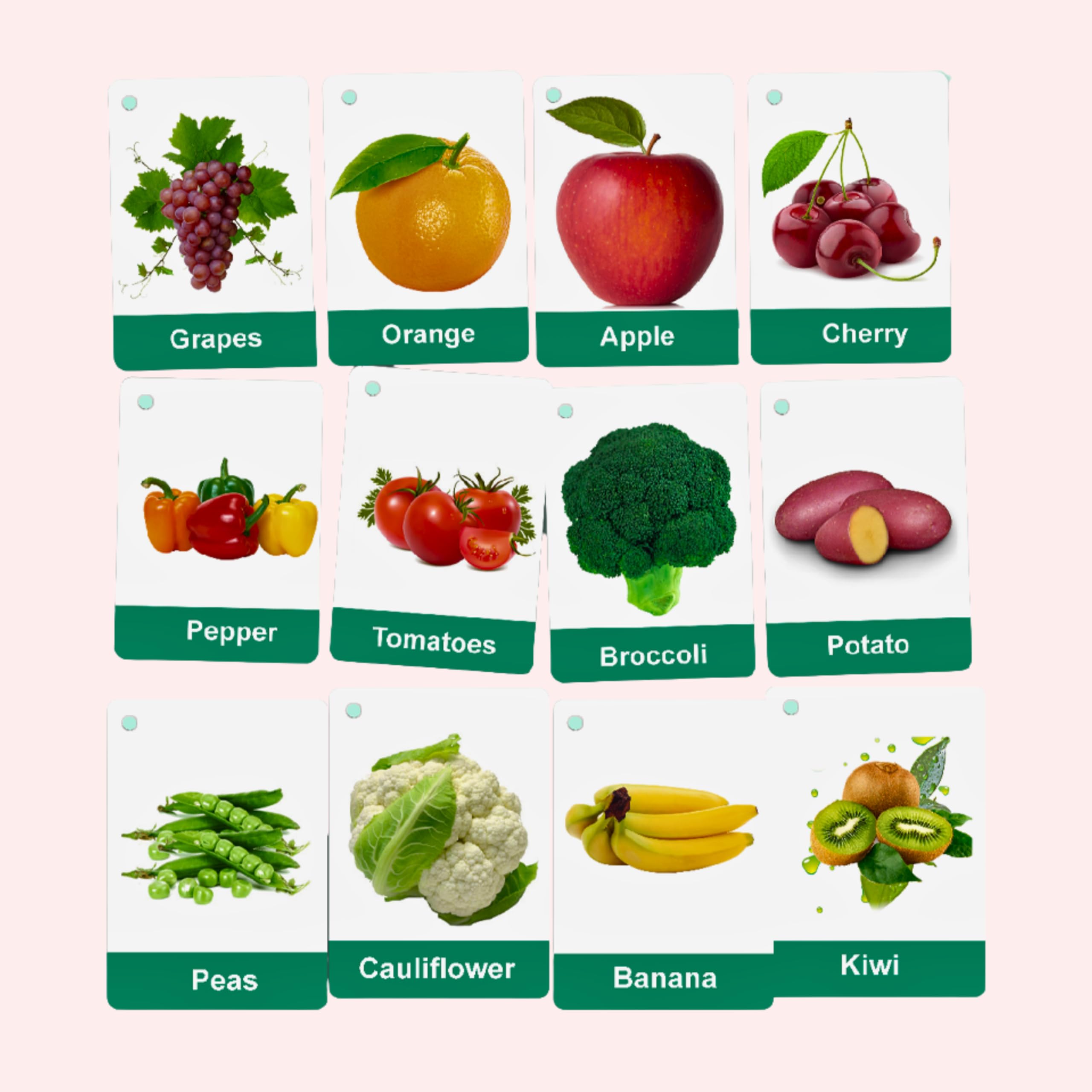 Kids 96 Pieces Flash Cards Set Baby Words Animals Fruits, Body Parts by Zstore