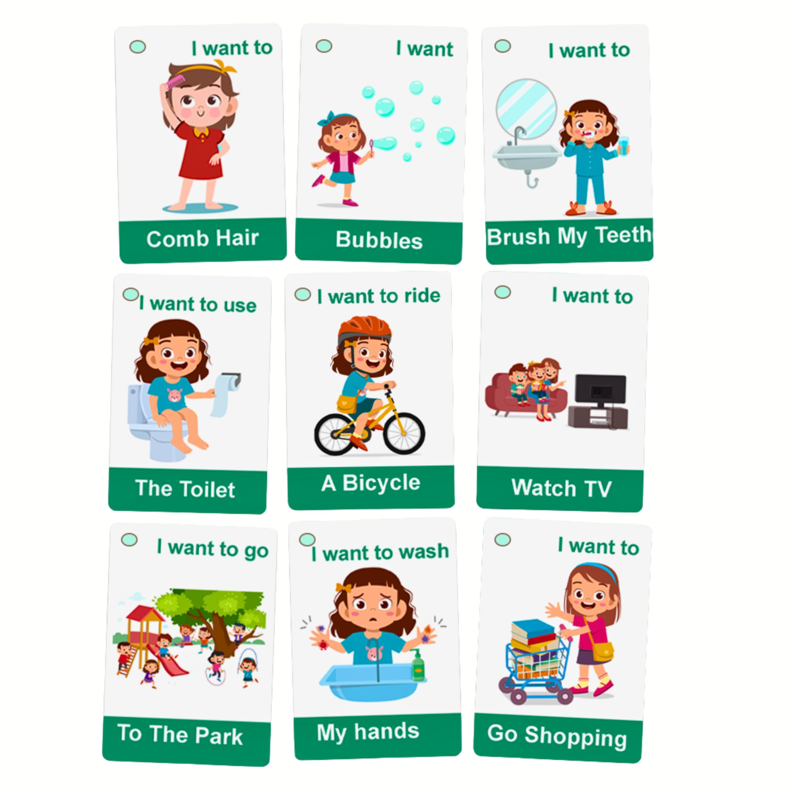 Daily Activities Flashcards For Kids 16 Cards Ring Binding by Zstore