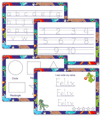 Personalised Handwriting Mat – Dragon Themed Name Tracing Board for Kids Practice