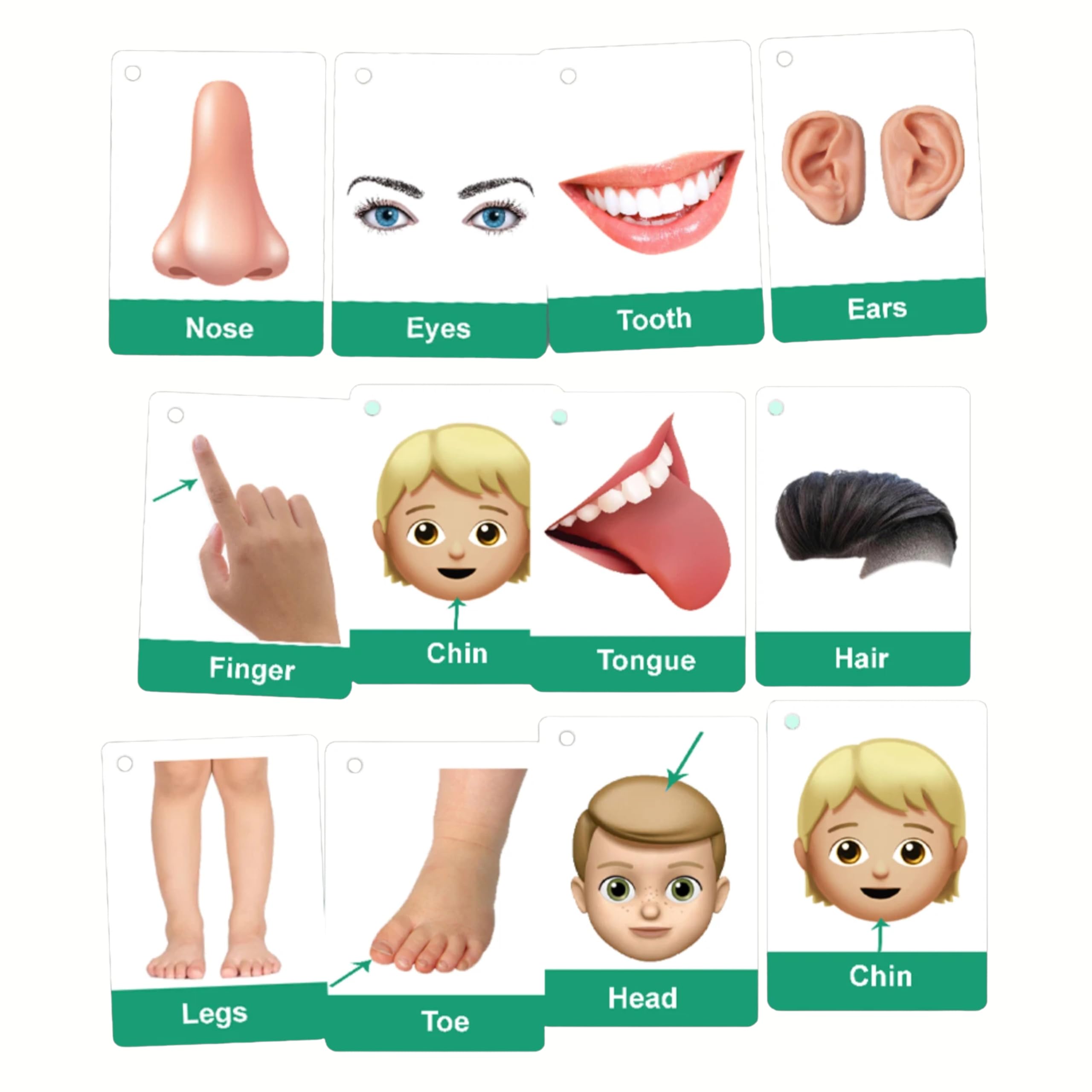 Kids 96 Pieces Flash Cards Set Baby Words Animals Fruits, Body Parts by Zstore