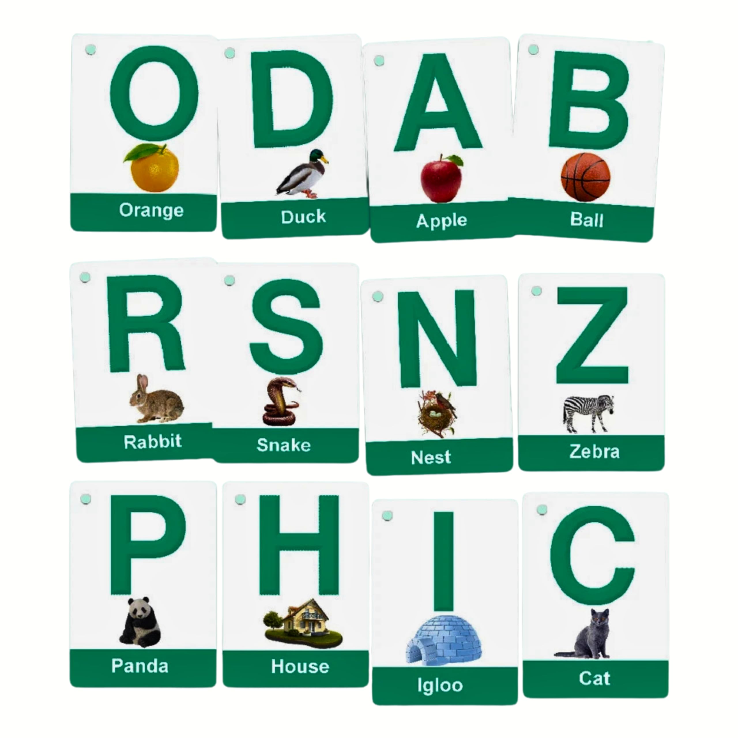 ABC 26 Alphabet & 20 Number Flash Cards for kids with uppercase/lowercase letters, first words, counting.