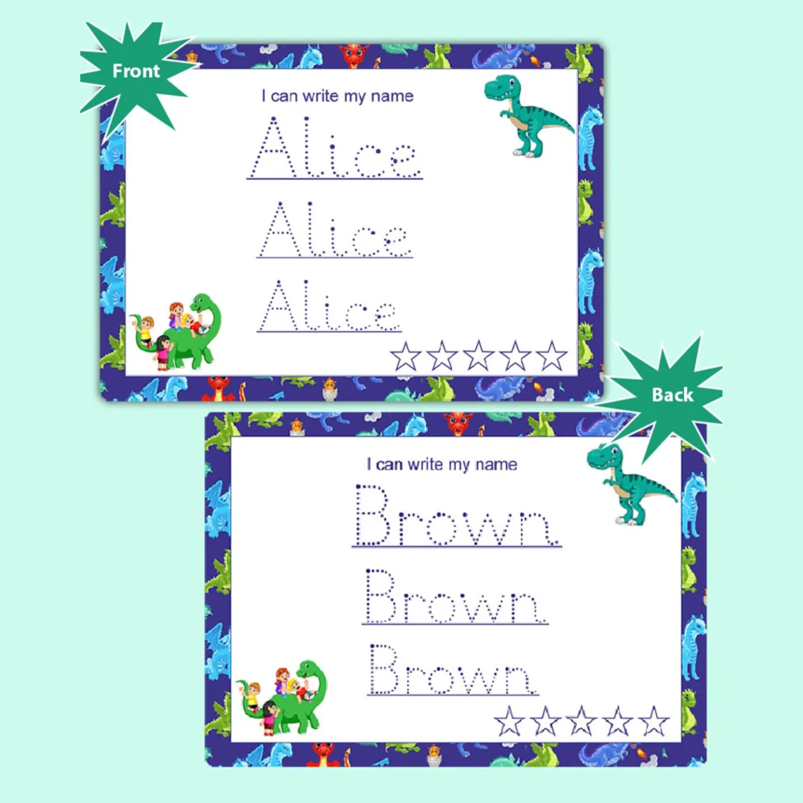 Name Writing Practice For Toddlers Reusable Double Sided Tracing Mat by ZStore