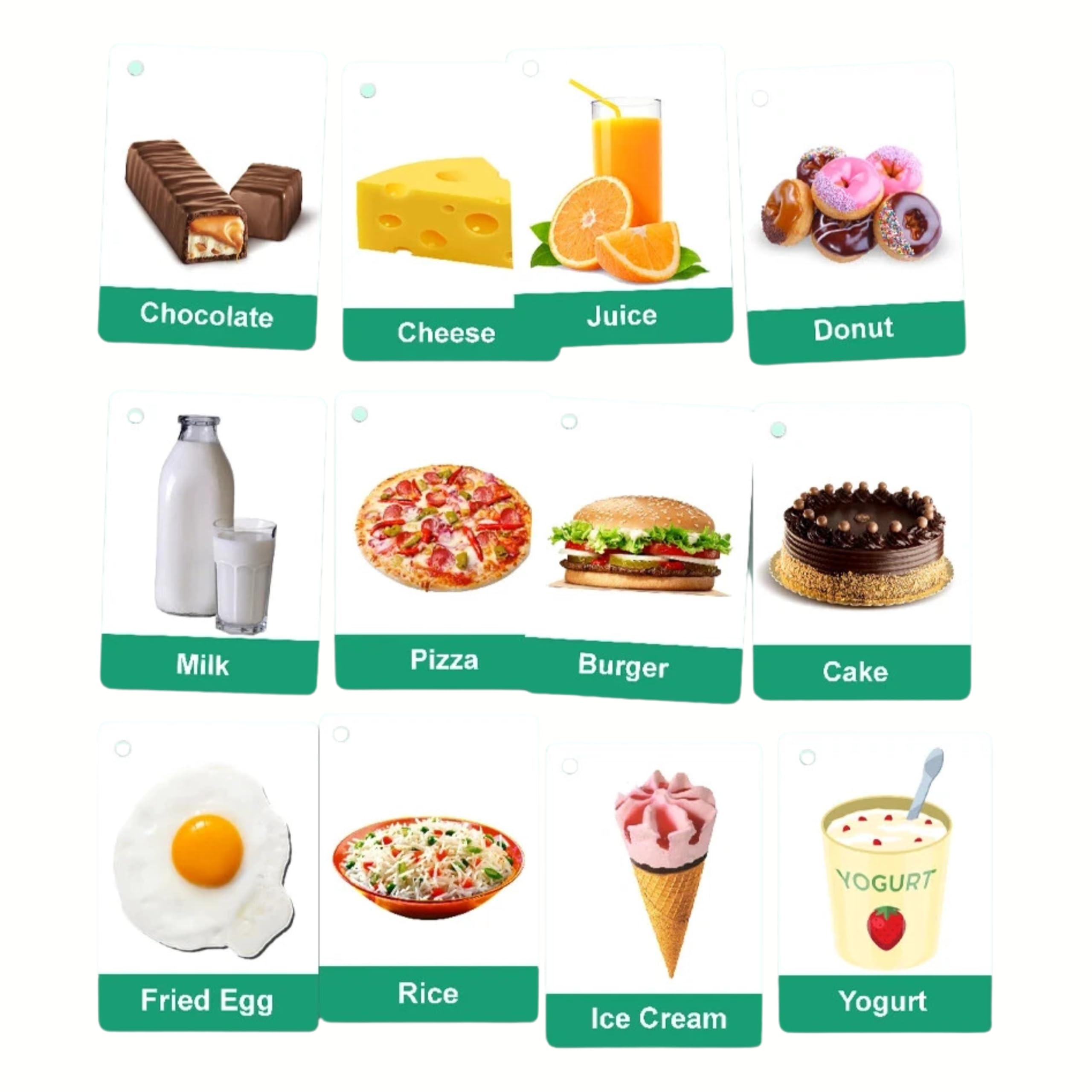 Food Flashcards for Kids by Zstore 24 Card Set Double Sided by Zstore