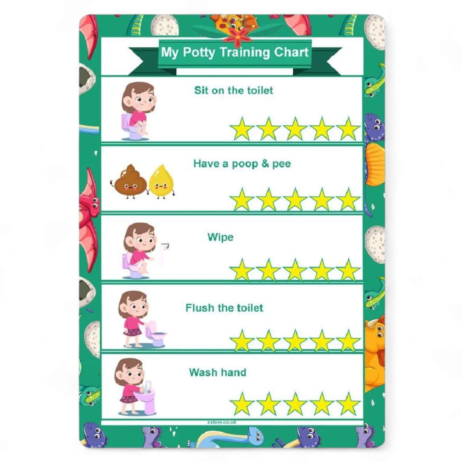 Potty Training Reward Chart for Girls – Cute Pink Toilet Training Sticker Chart for Toddlers | Reward Chart for Washing Hands, Using Potty, Staying Dry | Ages 2+ | Star Chart for Girls by ZStore