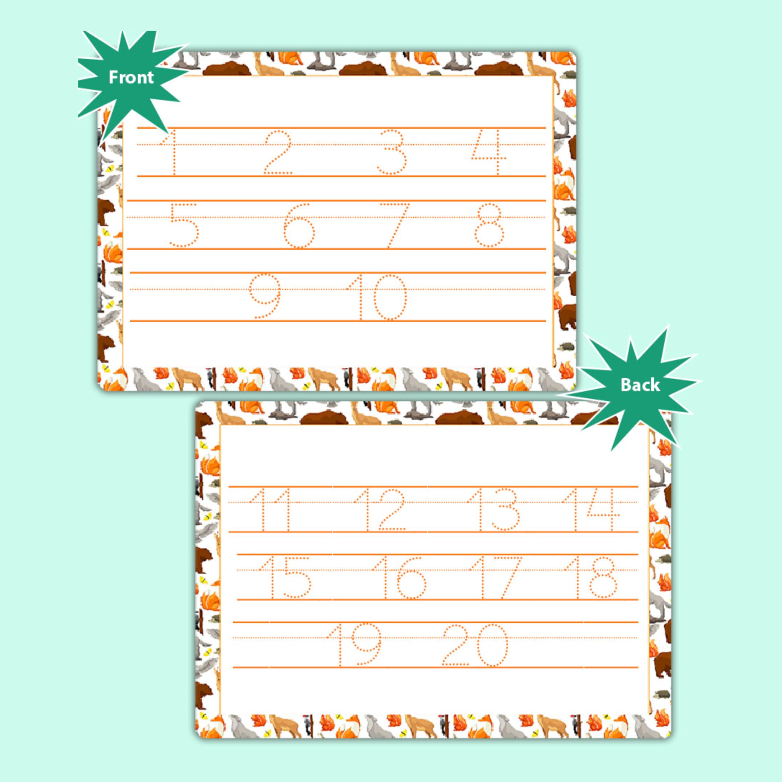 Number Tracing Worksheets for Toddlers 1 to 20 Reusable Mat by ZStore