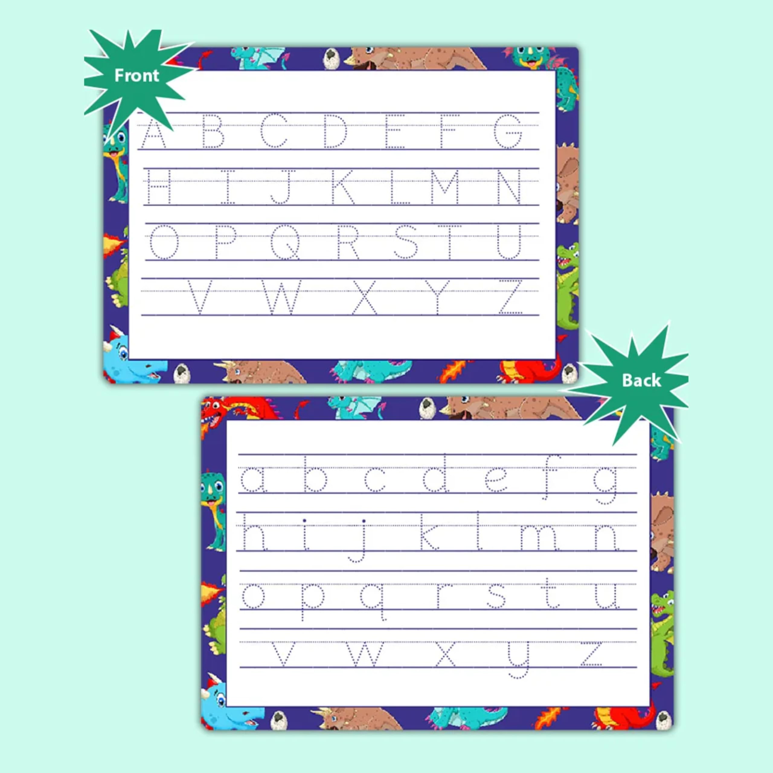 Dragons Themed Alphabet Tracing Mat A4 For Kids Letters by ZStore