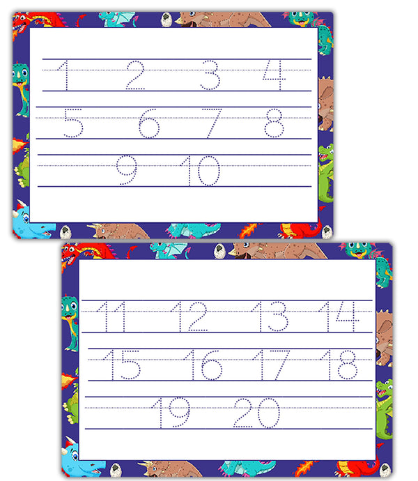 Dragons Reusable Worksheets - Double Sided Number Tracing Sheets for Kids 1-20