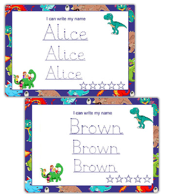 Personalised Name Tracing Mat - Dragon Theme Reusable Dry Erase Writing Board