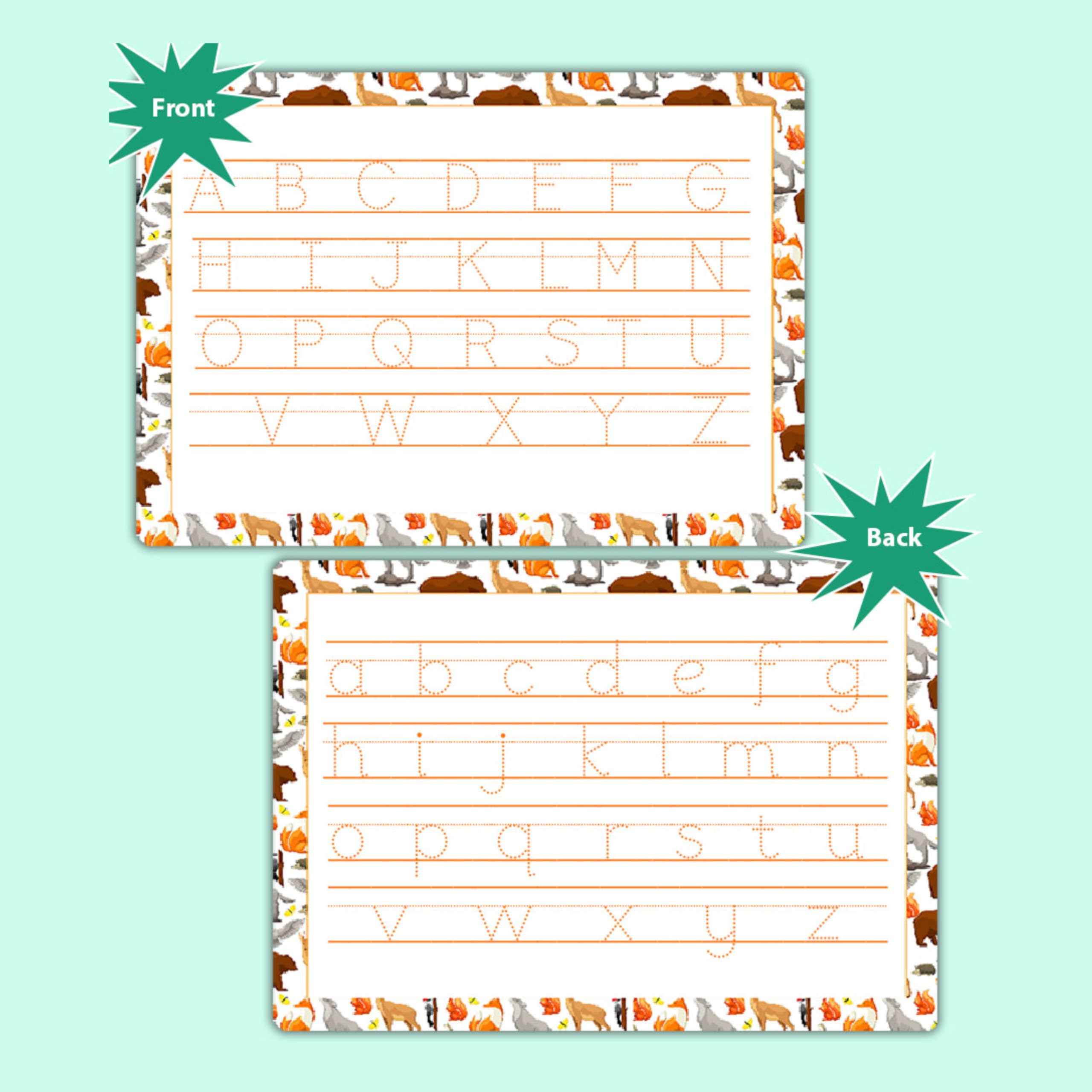 Handwriting Mat for Kids & Toddlers Reusable Tracing 4 Sheets: Alphabet, Numbers, Shapes & Name by ZStore