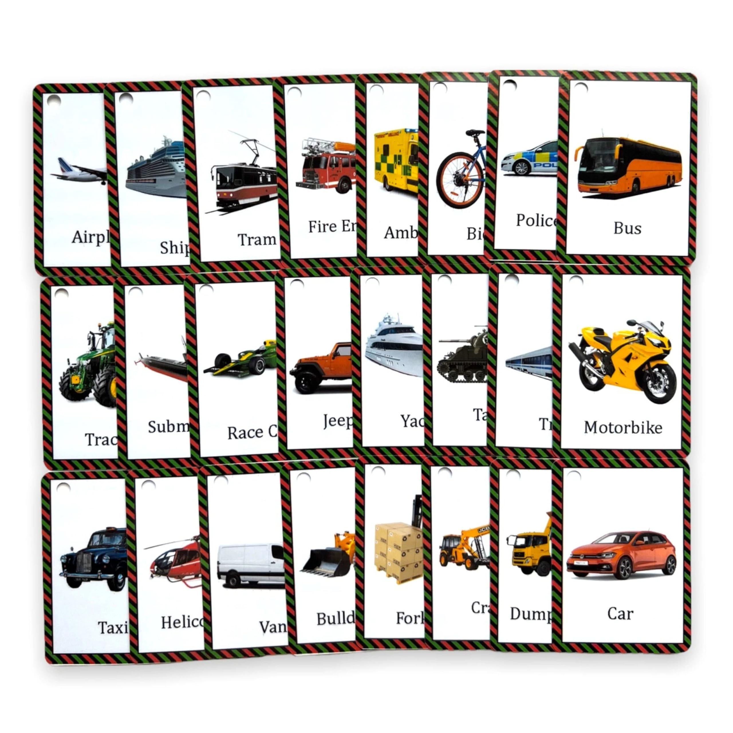 Transport Flash Cards for Toddlers Ages 2–6 | 24 Vehicle Flashcards for Kids | Educational Flashcards with Pictures | Montessori Learning Toy for Early Vocabulary, Speech & Sensory Development by Zstore