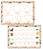 Tracing Shapes Worksheets for Toddlers | Reusable Wipeable Writing Board | Shape & Line Tracing Mat for Kids | Double-Sided Handwriting Practice Sheet | A4 Waterproof Educational Board by ZStore
