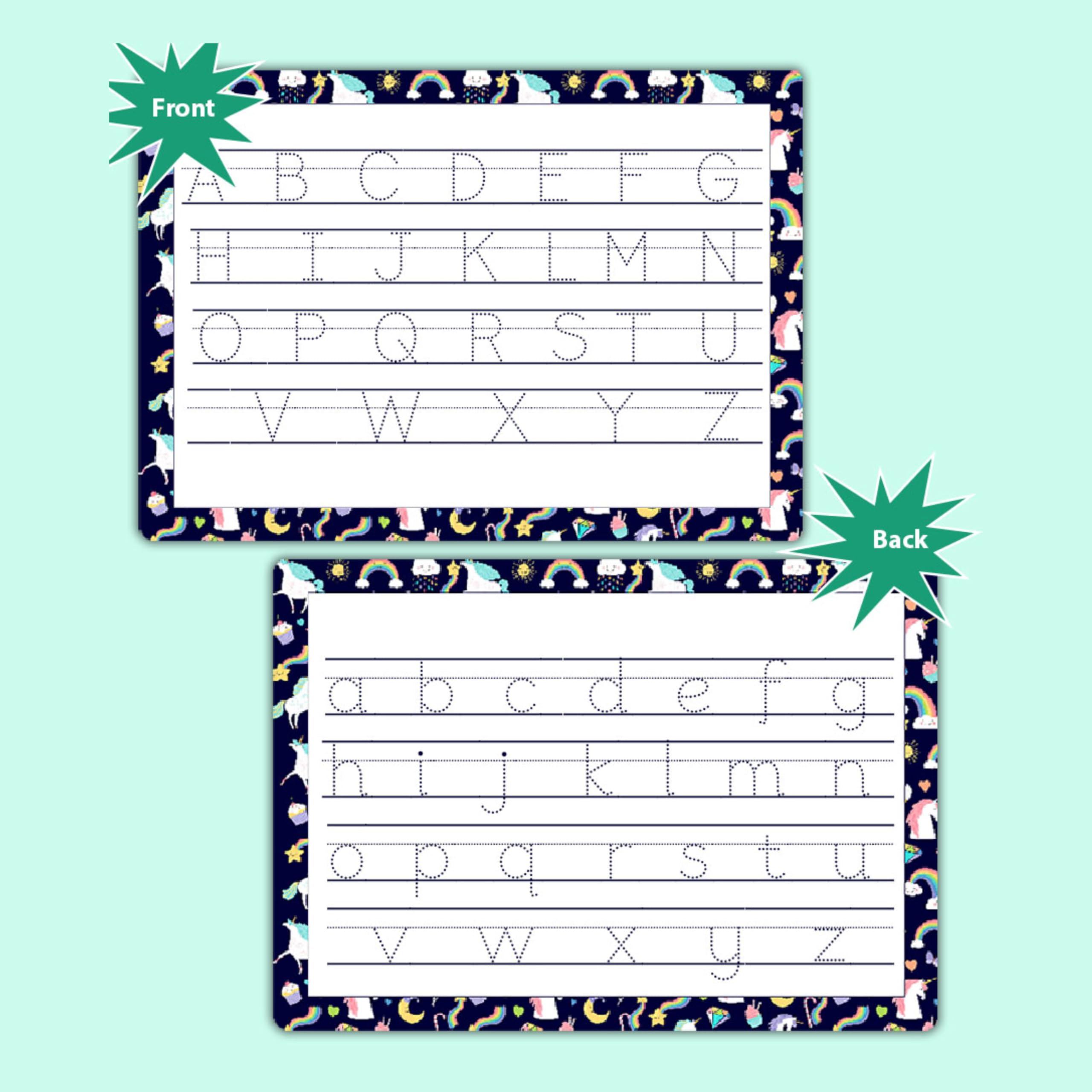 Reusable Alphabet Handwriting Mat | A4 Tracing Worksheet with Pen | Double-Sided Capital & Lowercase Letter Practice Board for Kids | Waterproof & Wipe-Clean Learning Tool by ZStore