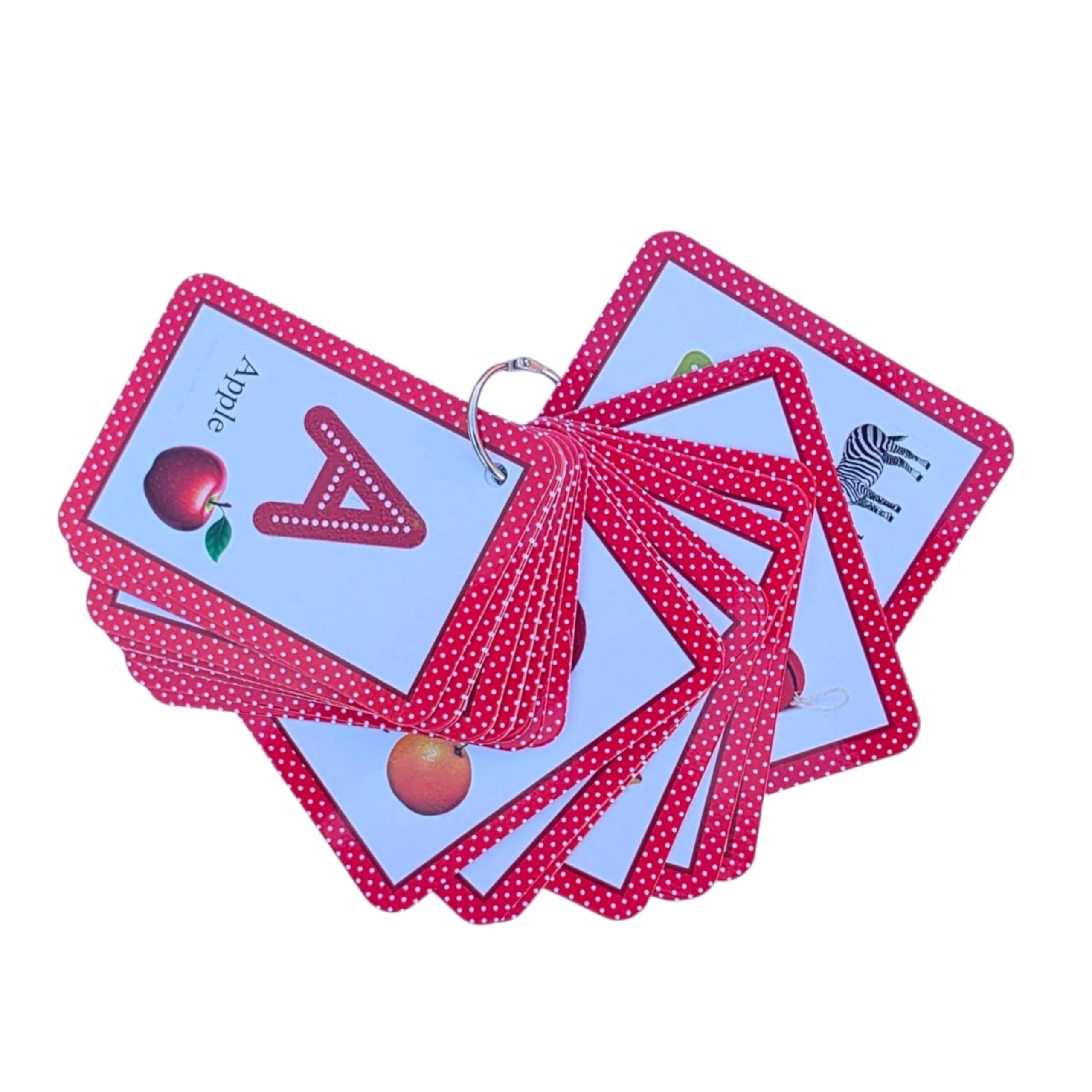 Toddler Flash Cards Set – 70 Educational Cards with Alphabet, Numbers, Colors & Shapes | Preschool Learning Flashcards with Fun Borders & Ring for Kids Ages 6m+ | ABC 123 Early Learning Toy by Zstore