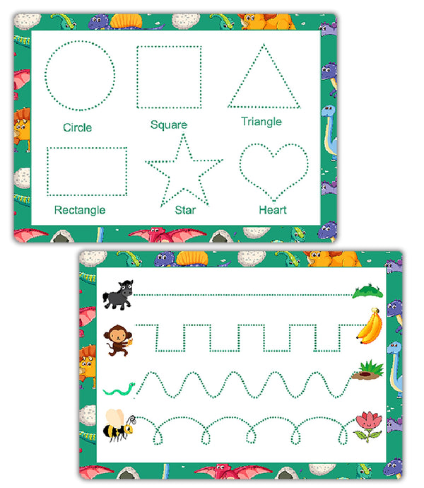 Dinosaur Tracing Mat – Double Sided Reusable Writing Practice Sheet for Toddlers